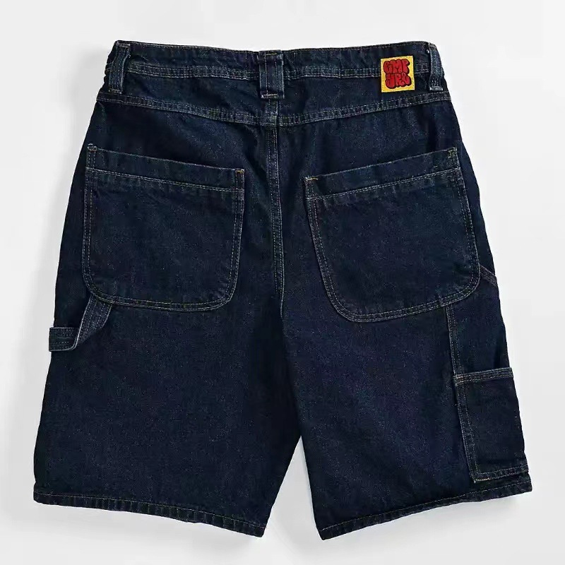 Casual Tooling Denim Shorts American Style Retro High Street Big Pocket Men's Fashion Brand Summer Loose Tooling Shorts for Men