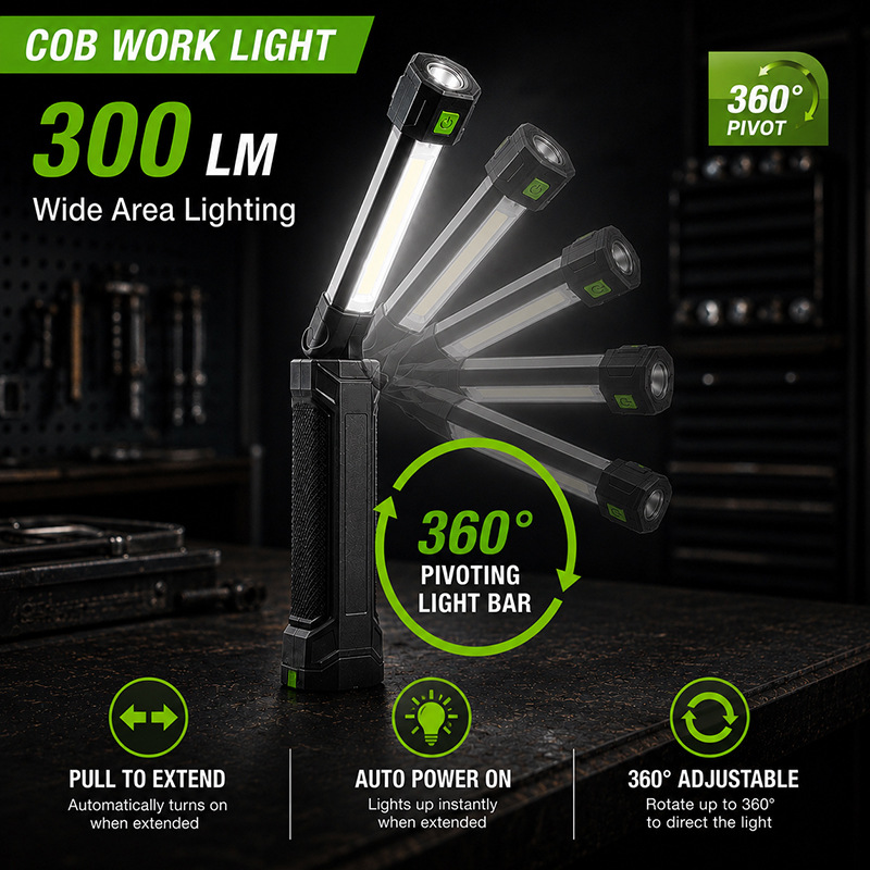 Customized cross-border COB maintenance lamp USB charging multifunctional strong magnetic auto repair work lamp with red light warning