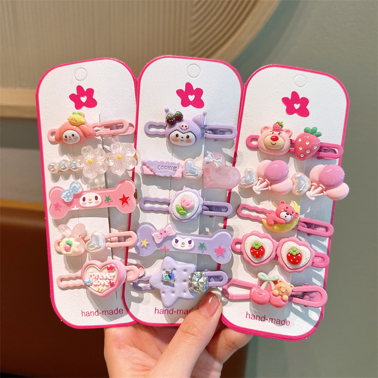 New Children's Cute Cartoon Rabbit Hairpin Little Girl Side Bangs Fringe Hairpin Baby Hairpin Headpiece Set 