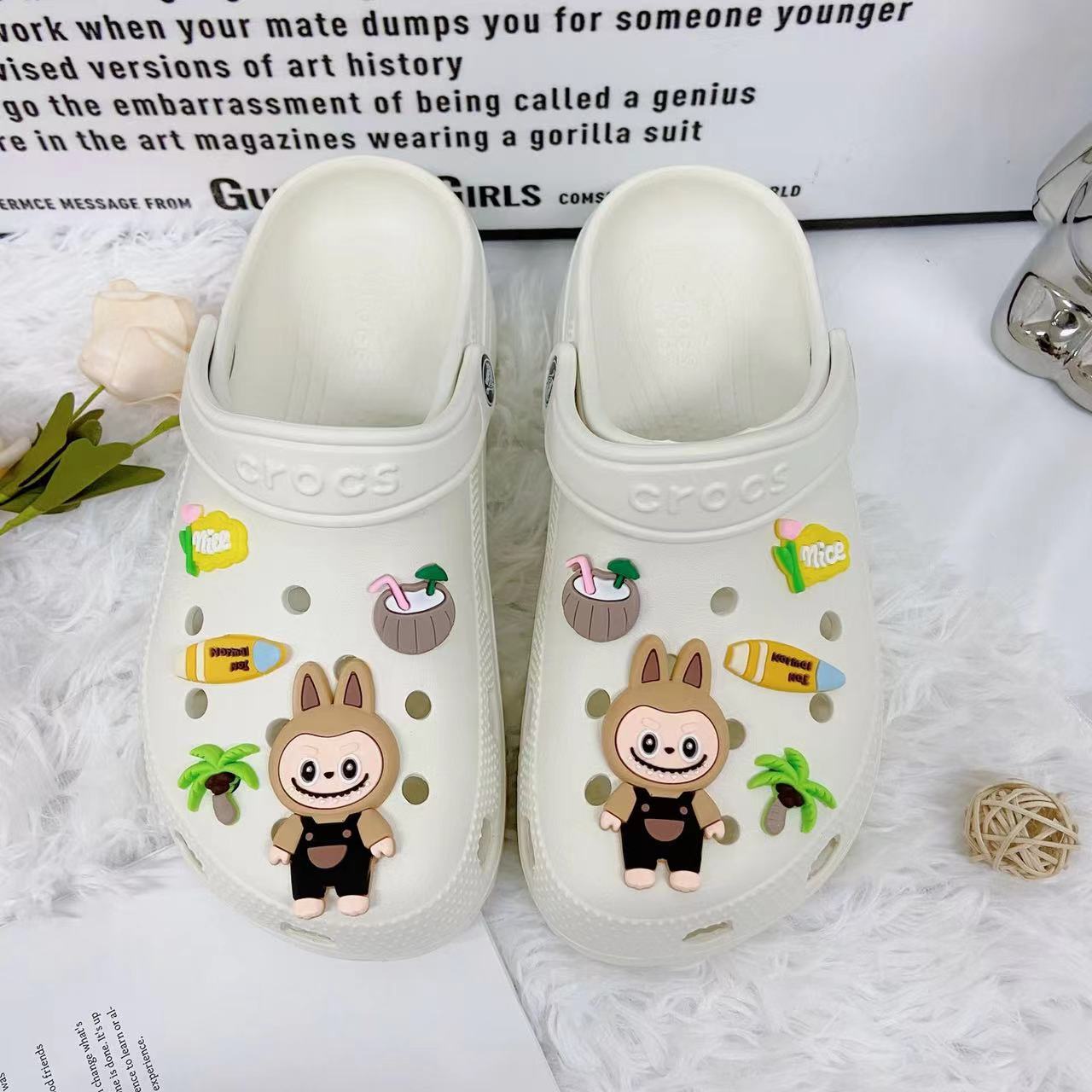 Summer Coconut Tree New Ins Hole Shoes Diy Accessories Shoes Flower Accessories Shoes Zhibi Star Summer Internet Celebrity Girl's Heart