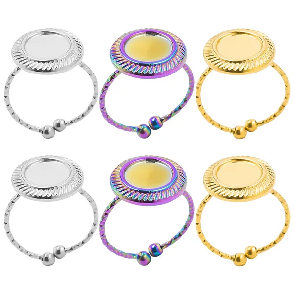 Cross-border hydraulic opening ring men's and women's European and American retro style stainless steel round couple ring jewelry accessories