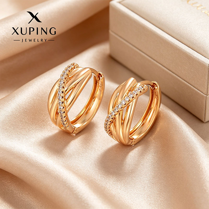 Fashionable retro geometric copper earrings