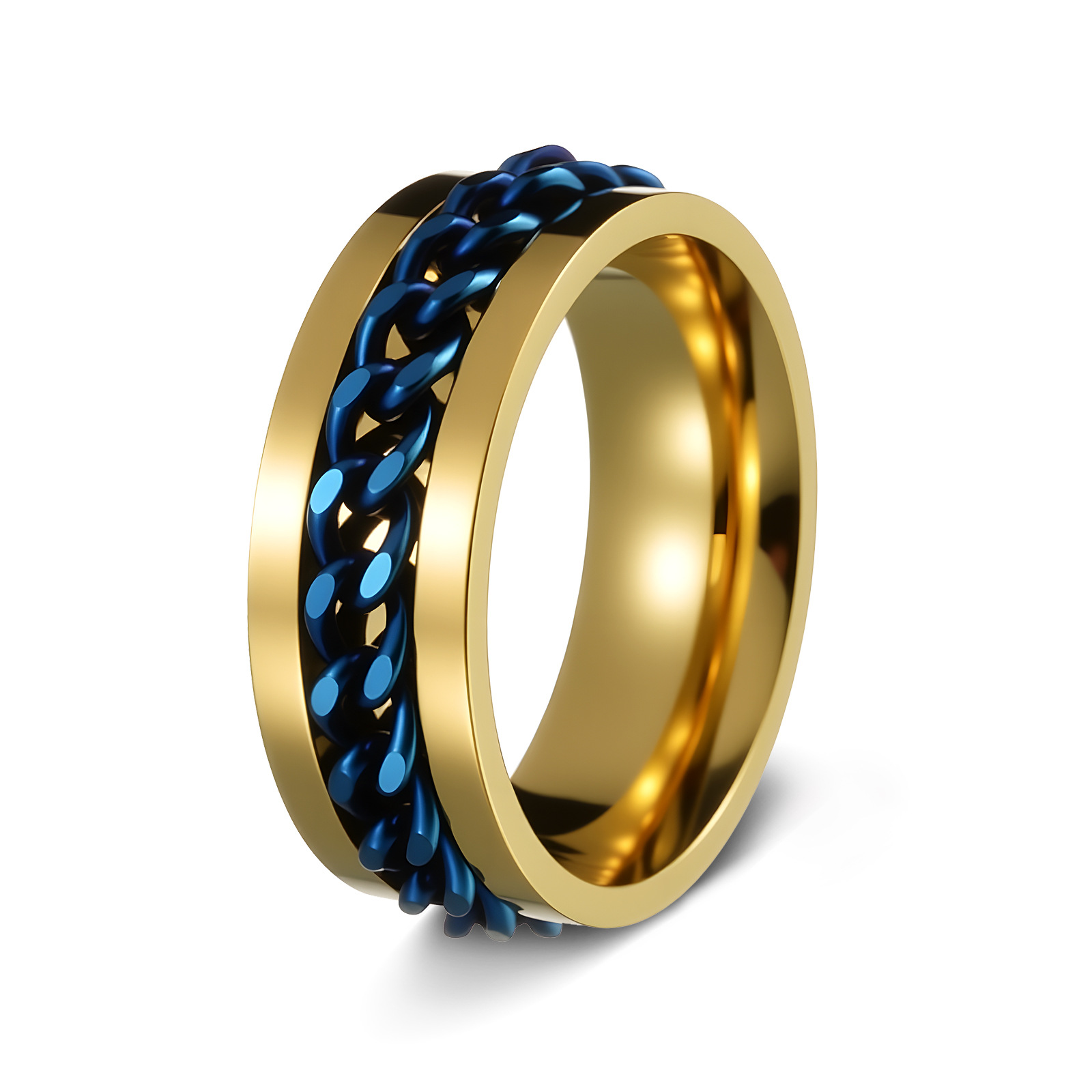 Hombres de acero de titanio pulsera giratoria anillo de cadena giratoria joyería de descompresión popular en línea anillo de cerveza de botella abierta