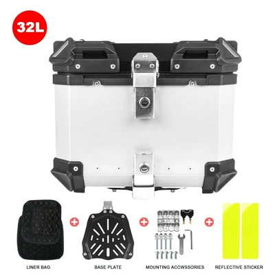 Tail Box, Motorcycle trunk - 32l-flat-tail-boxsilver
