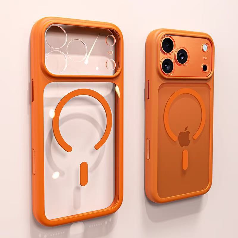 Suitable for iPhone 17 Phone Case, Full Coverage Lens, Transparent Magnetic Suction, Apple 16 Pro Ai Button, Anti-Drop Protective Case