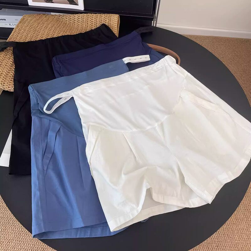 Maternity shorts for summer, thin and suitable for outdoor wear, 2026 new model maternity pants that don't tighten the belly, wide-leg pants, maternity wear for summer