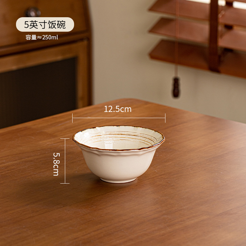 horno retro platos de arroz de cerámica de fideos de cerámica set de platos creativos Jingdezhen