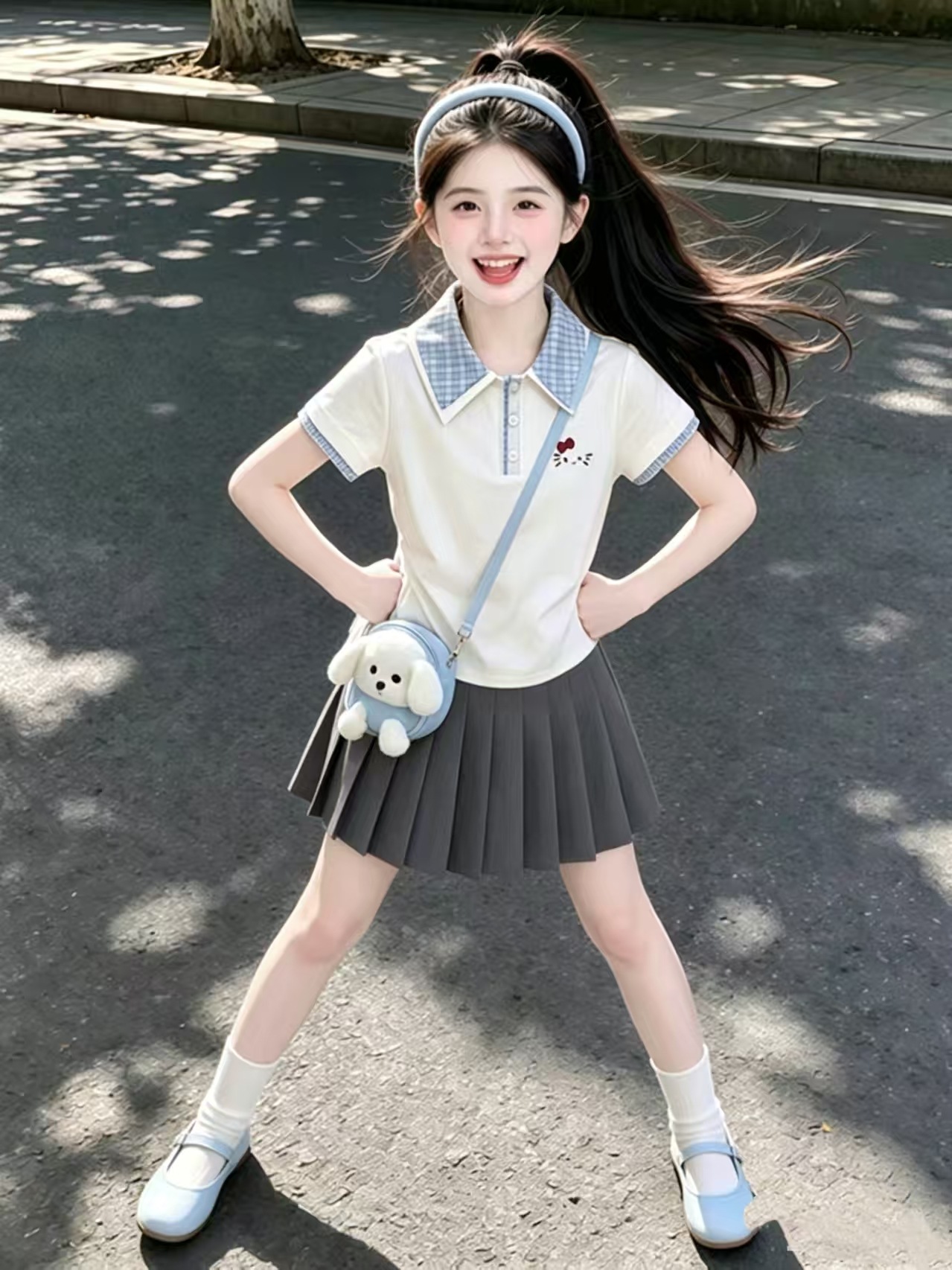 Korean style dopamine-inducing, super cute girls' short-sleeved T-shirt, 2026 new style, fashionable summer outfit.