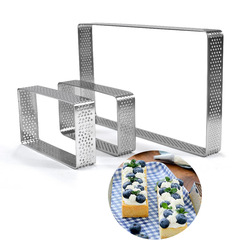 精藝304不鏽鋼長方形塔圈不鏽鋼長方形撻圈沖孔蛋糕圈DIY烘焙工具