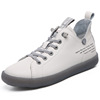 Demi-season leather sneakers, footwear, white shoes, 2021 collection, on elastic band
