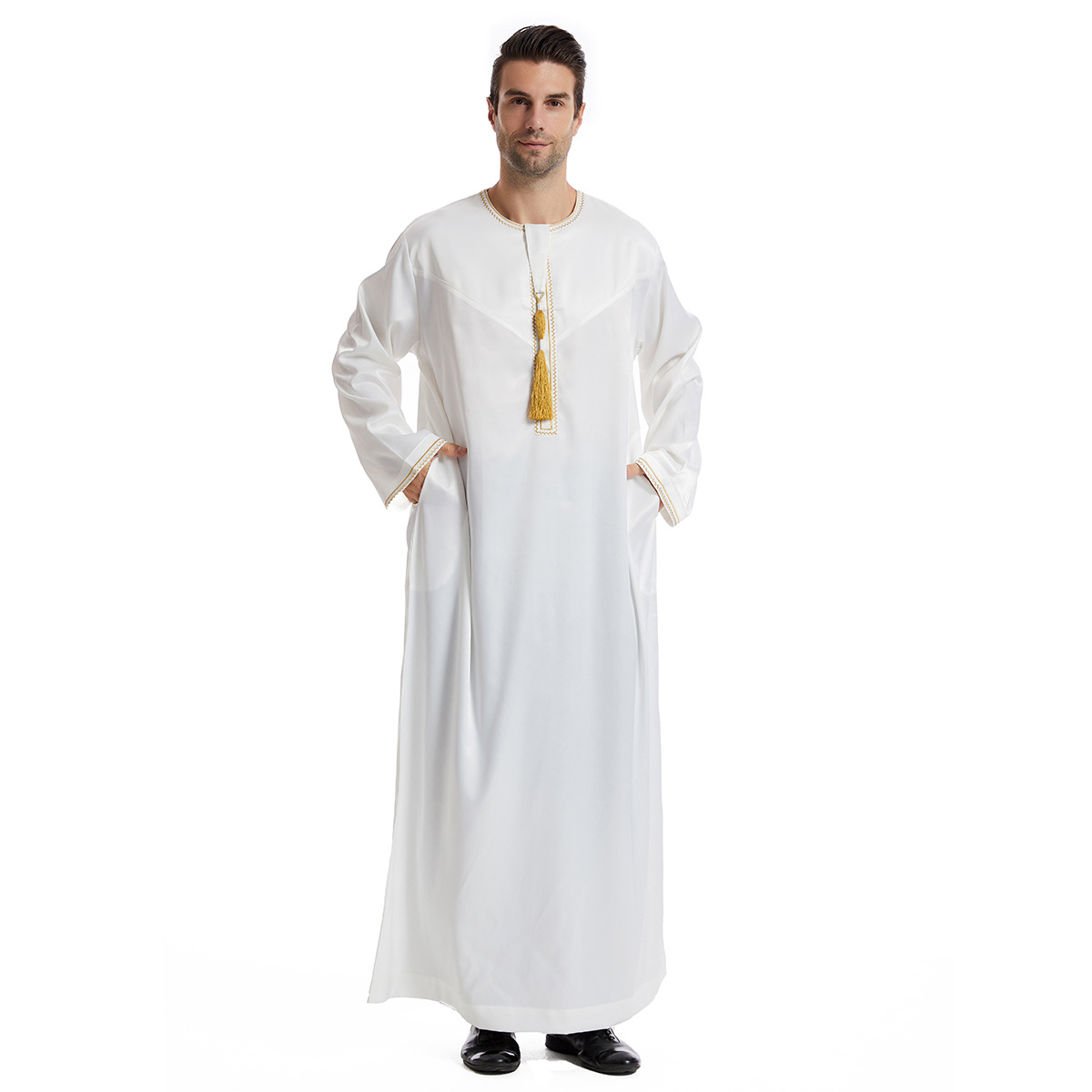 Pánské oblečení, pánská abája z Blízkého východu, jednoduchý muslimský kaftan_voghion.com