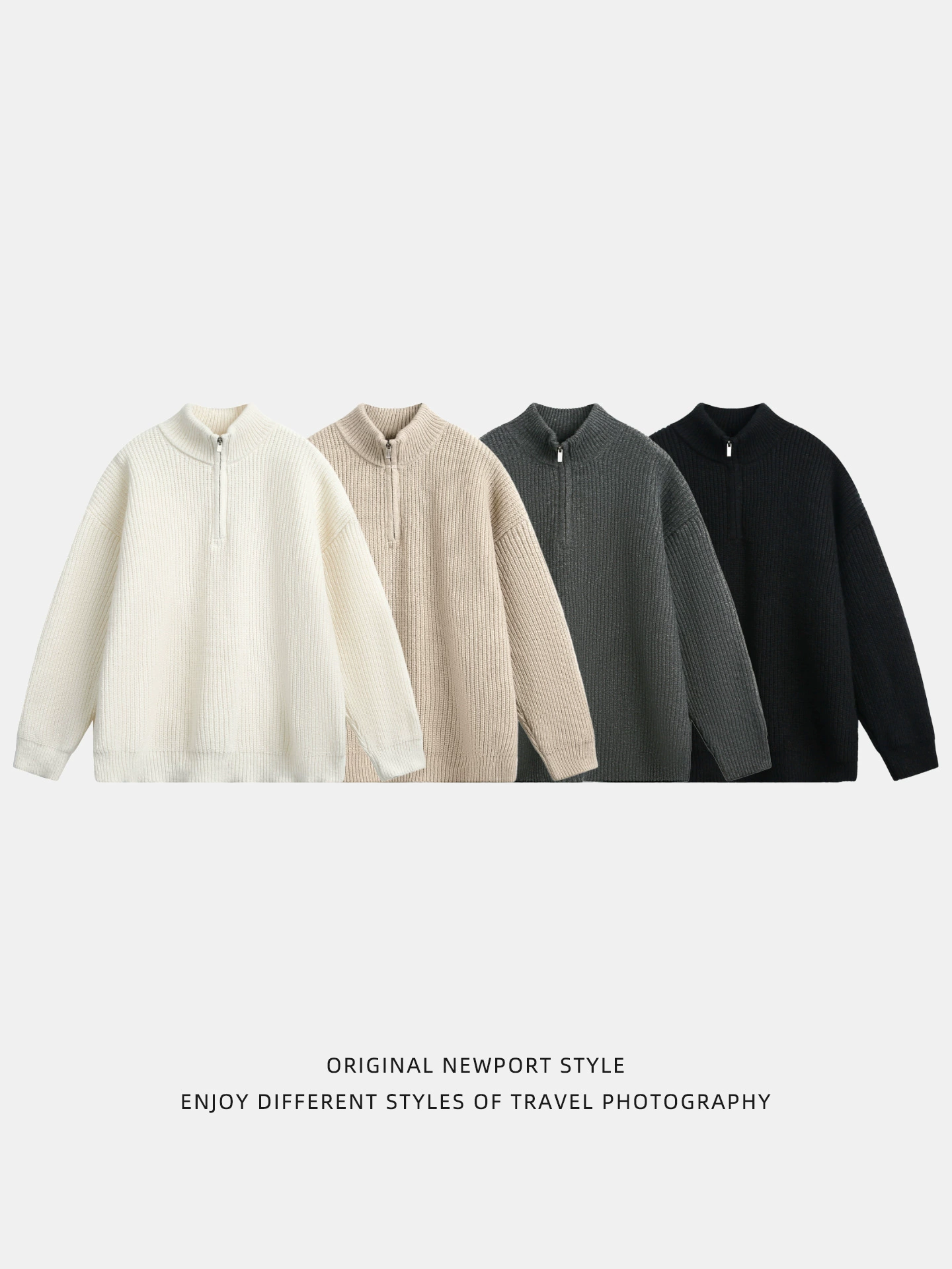 Цветной демисезонный свитер, вязаная куртка с молнией, с молнией, oversize