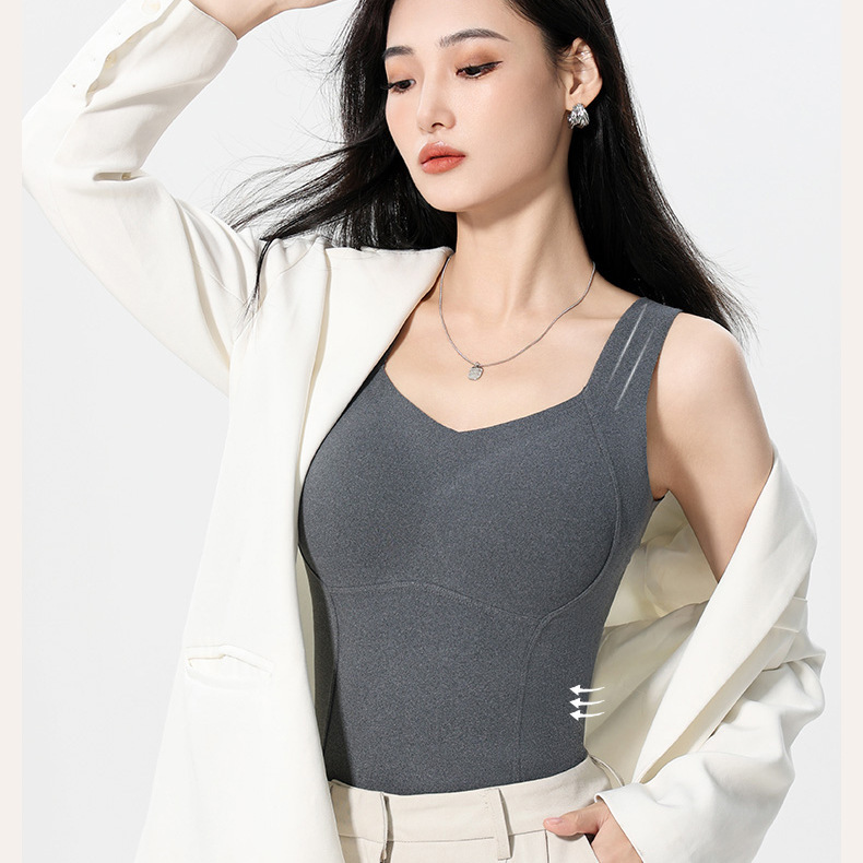 秋冬新款石墨烯保暖背心女无痕修身发热保暖内衣秋衣打底上衣260g