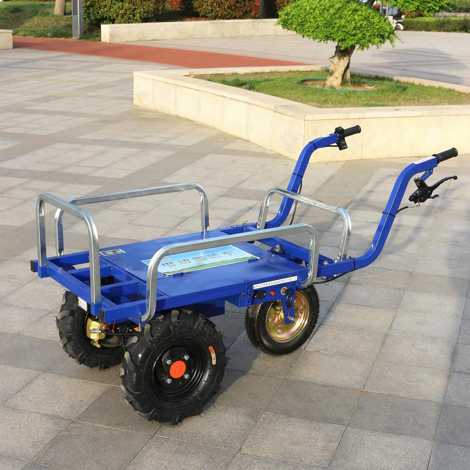 Carro de mano de tres ruedas agrícola de autobús eléctrico de pollo doméstico de transporte de doble cuatro ruedas de cría de huerto de escalada de montaña de transporte de carro