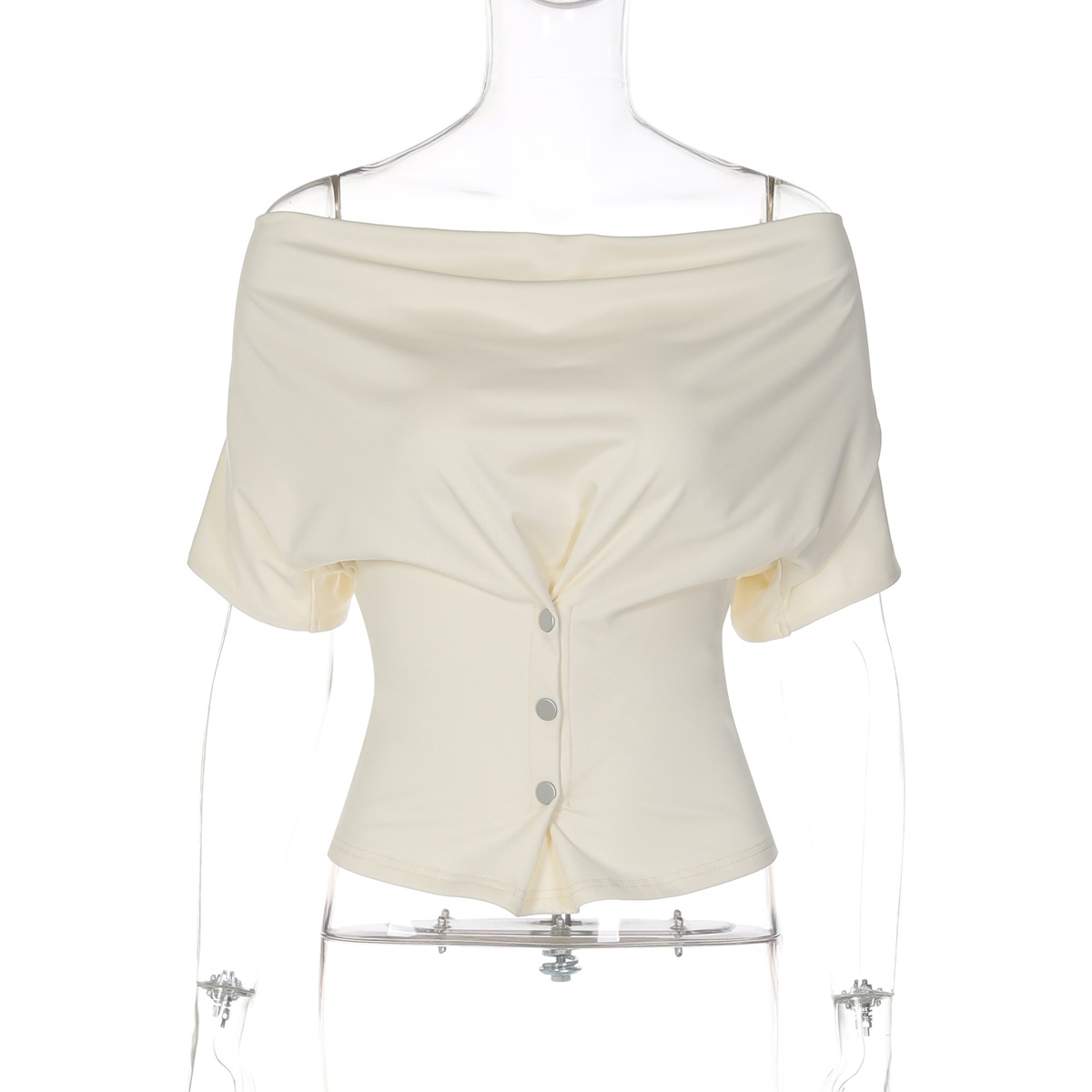 T-shirt donna slim fit con scollo ovale e maniche corte alla moda_voghion.com