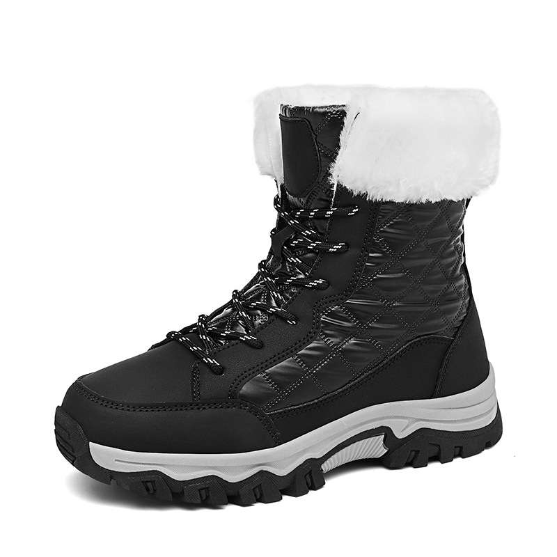 Botas de Nieve de Caña Alta para Mujer, Cuero Sintético, Térmicas para Viajes
