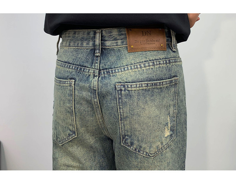 Personalisierte Jeans Mit Strass Für Herren Im Distressed Look_voghion.com