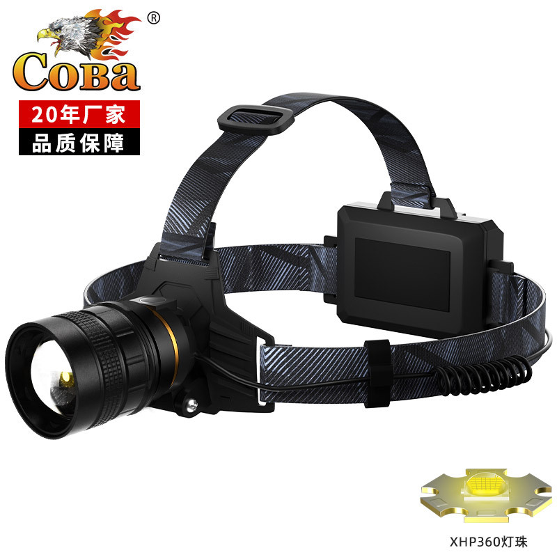 跨境强光头灯矿灯Type-C 充电远射XHP160 远射头戴手电筒户外头灯