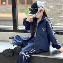 女童休闲套装2025秋季新款蝴蝶结拉链衫运动裤刺绣两件套中大童潮