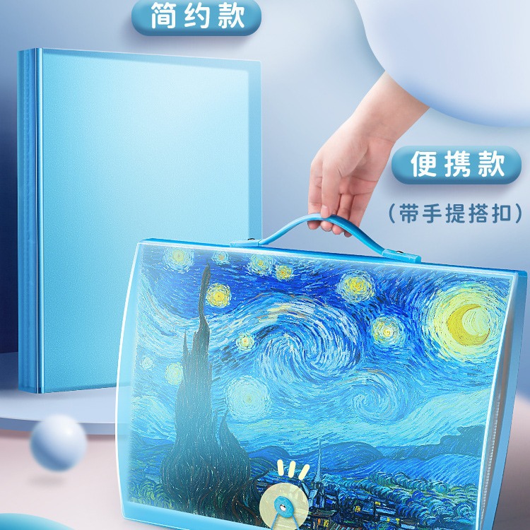 A3 álbum de imágenes portátil colección de arte infantil almacenamiento clip de imagen cartel libro de almacenamiento de papel de imagen portátil carpeta de almacenamiento