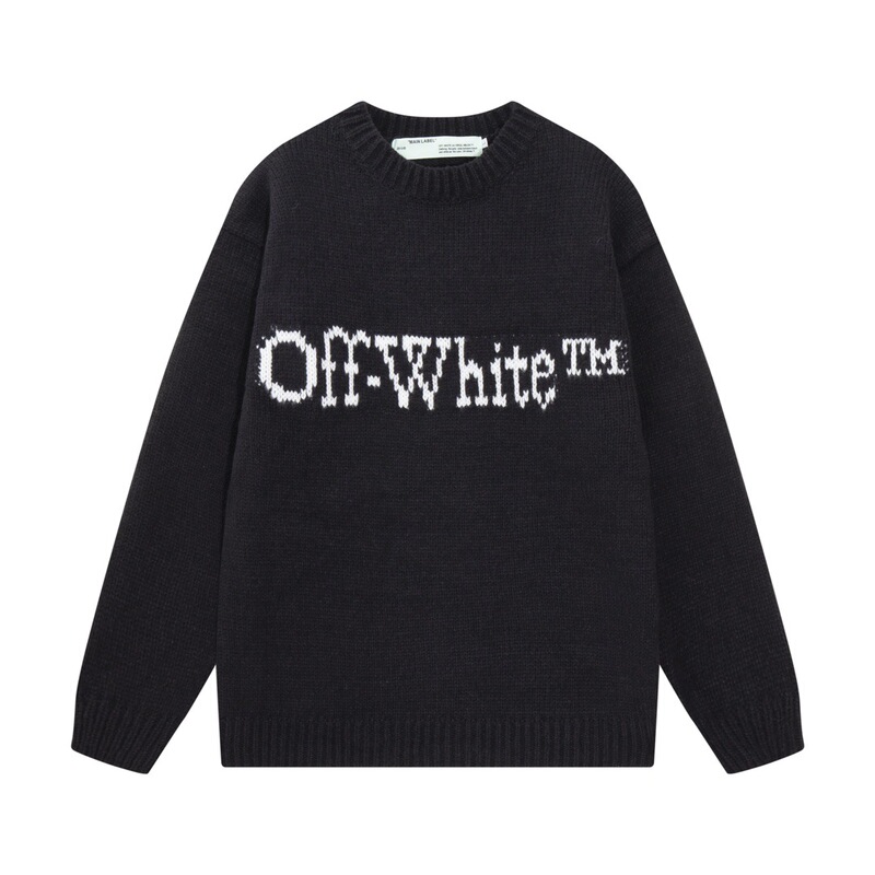Cross-border foreign trade OW autumn and winter new letter arrow jacquard wool blend knitted sweater wholesale and dropshipping