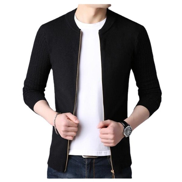 Solid color sweater with zipper