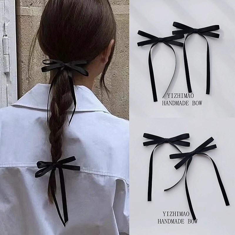 high quality ~ Black Bow Ribbon Hair Clip Ins Style Simple All-match Daily Girl's Braided Hair Clip high quality ~ Black Bow Ribbon Hair Clip Ins Style Simple All-match Daily Girl's Braided Hair Clip