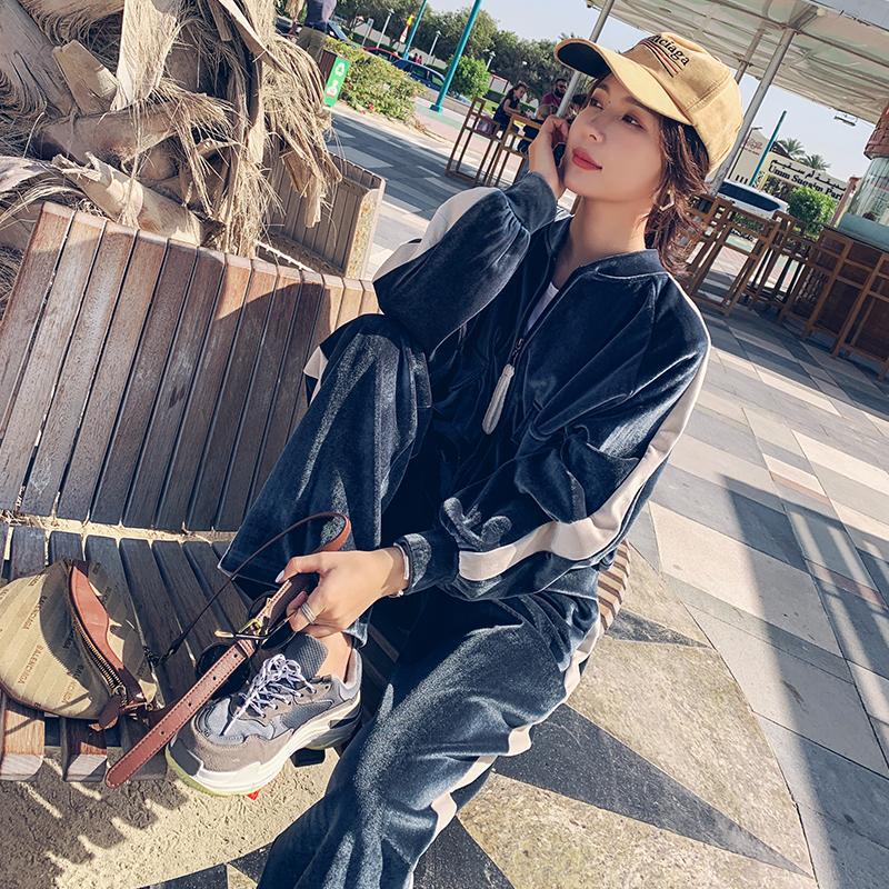 Real Shot of Casual Sports Wear Velvet Sweatshirt Set for Women, Autumn/Winter 2026 New Style, High-End Pants Two-Piece Set