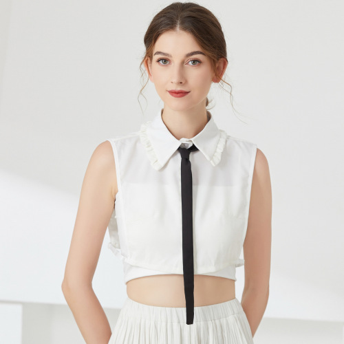 Women's Fashionable Pointed Collar Child Fall and Winter Matchable Striped Shirt Collar for Women Long-Sleeve Shirt Collar for Spring and Autumn