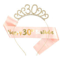 Manufacturer's Birthday Shoulder Strap with Crown - Birthday Girl Set for Ages 16, 18, 21, 30, 40, 50, 60