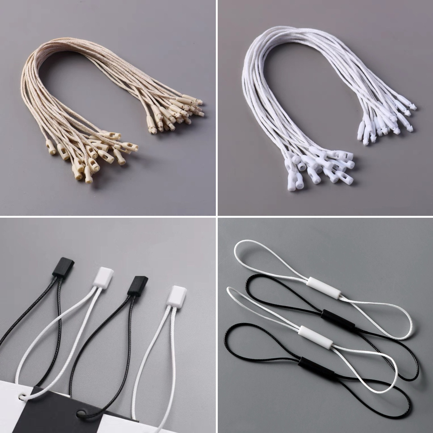 服装吊牌绳标签绳吊绳方块吊牌挂绳通用现货黑白手工绳子弹头吊粒