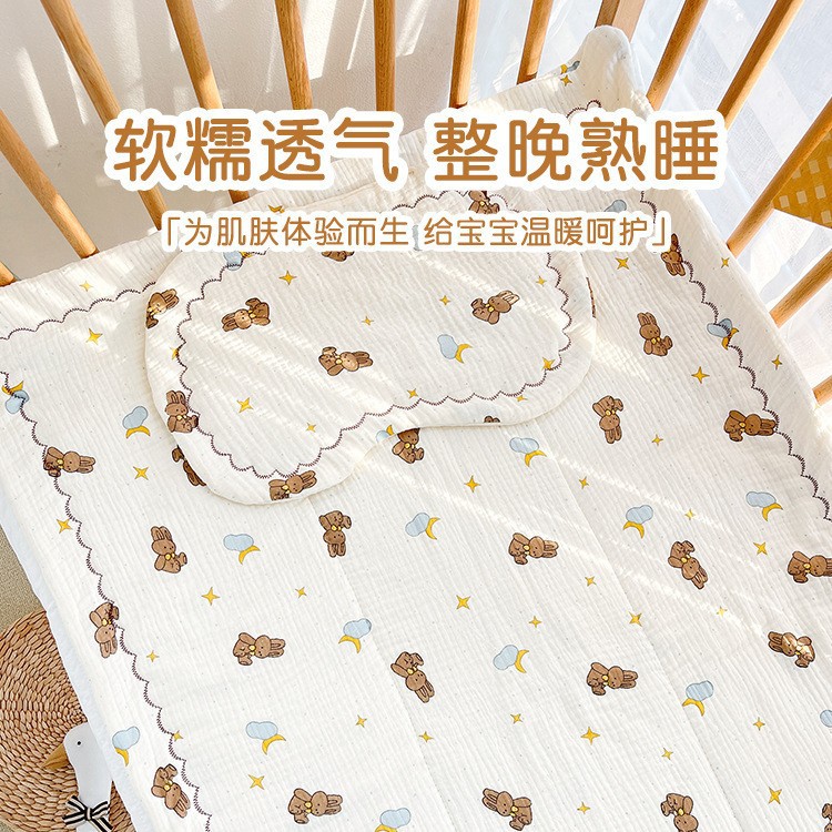Baby Cloud Pillow Mattress Crepe Fabric Children's Bed Mattress Cotton Pad Baby Kindergarten Mattress Cute and Fun Kindergarten Special