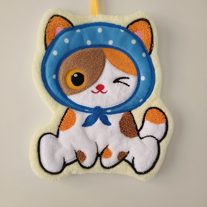 かわいい猫のタオル掛け式吸水速乾漫画サンゴのベルベットのタオルを厚くして臭くない台所のトイレの雑巾|undefined