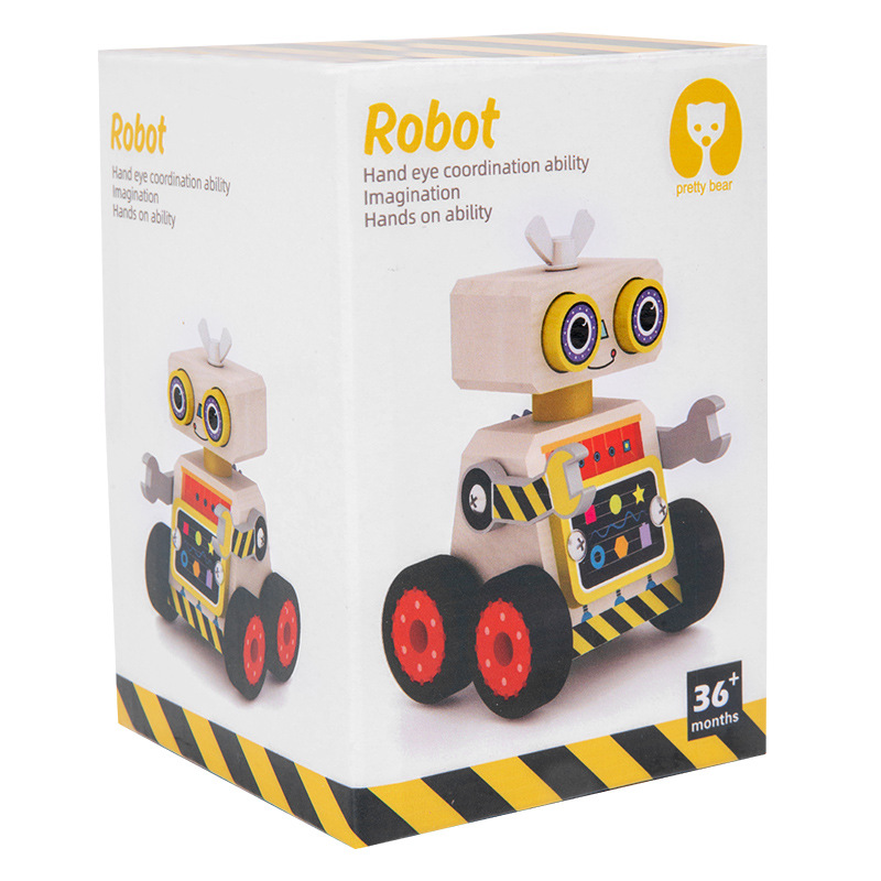 Educación temprana de madera Montessori multifuncional engranaje robot de ensamblaje entrenamiento práctico para niños habilidad lógica juguete educativo