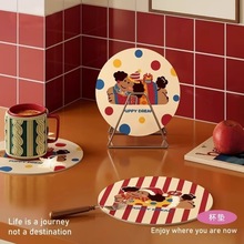 卡通可愛硅藻泥吸水杯墊咖啡廚房瀝水餐墊餐盤耐高溫防燙隔熱墊