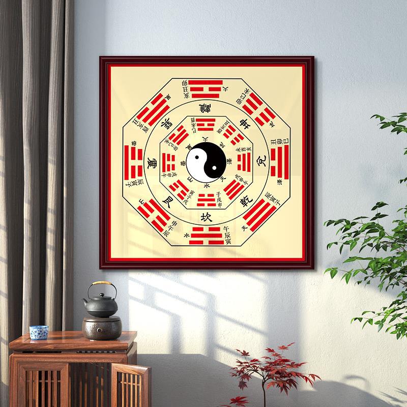 八卦图挂画太极图乾坤中式裱框墙壁画文殊九宫走廊入户玄关装饰画