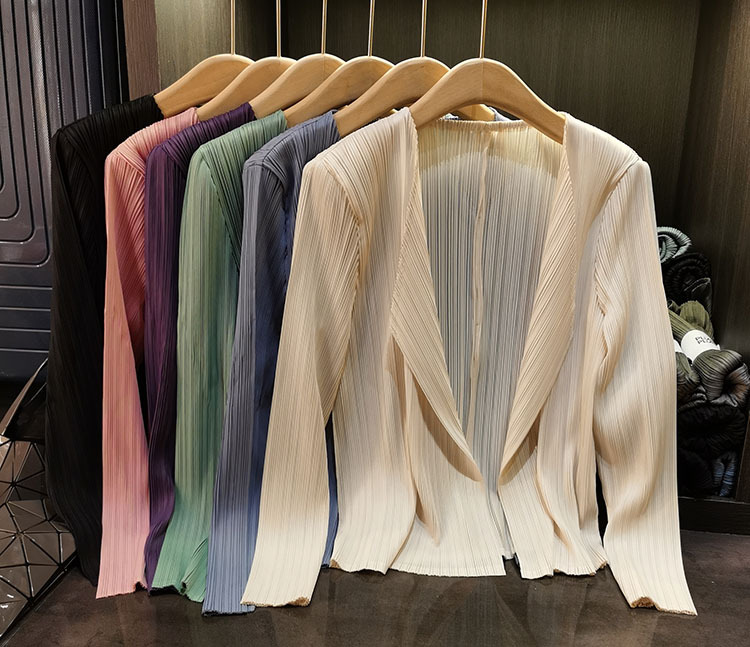 Áo khoác vest nữ xếp ly cao cấp cổ bẻ dài tay mẫu mới xuân hè — Màu xanh lam nhạt, Màu xanh lục nhạt, Màu đen, Màu hồng chi tiết 1