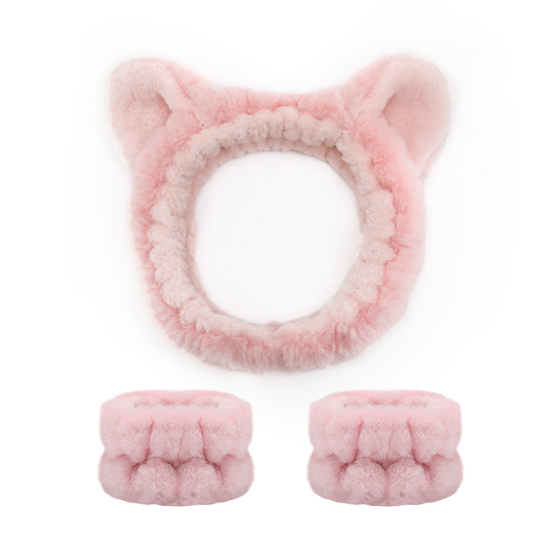 Transfronterizo cara lavado banda para el cabello correa para la muñeca Imitación Piel de conejo color sólido felpa impermeable banda para el cabello Amazon absorbente sudor-limpieza al por mayor