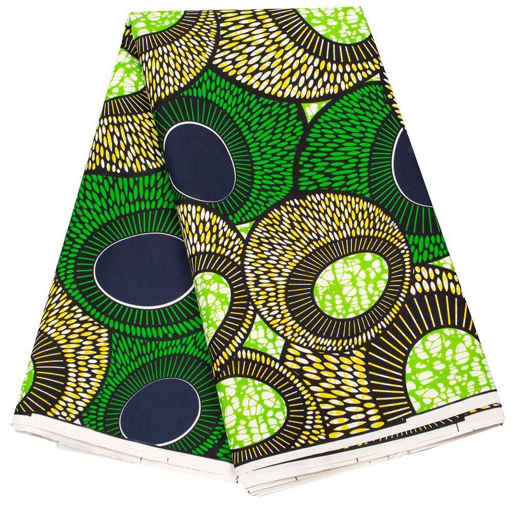 Amazon sourced African green printed geometric batik fabric for Ankara African clothing, drop shipping one piece.