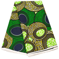 Amazon sourced African green printed geometric batik fabric for Ankara African clothing, drop shipping one piece.