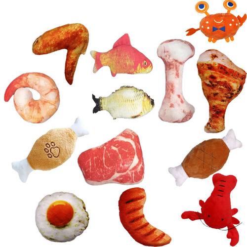 Pet supplies cross-border variety of fruits, vegetables, meats, cats and dogs, teething toys, plush toys for cats and dogs