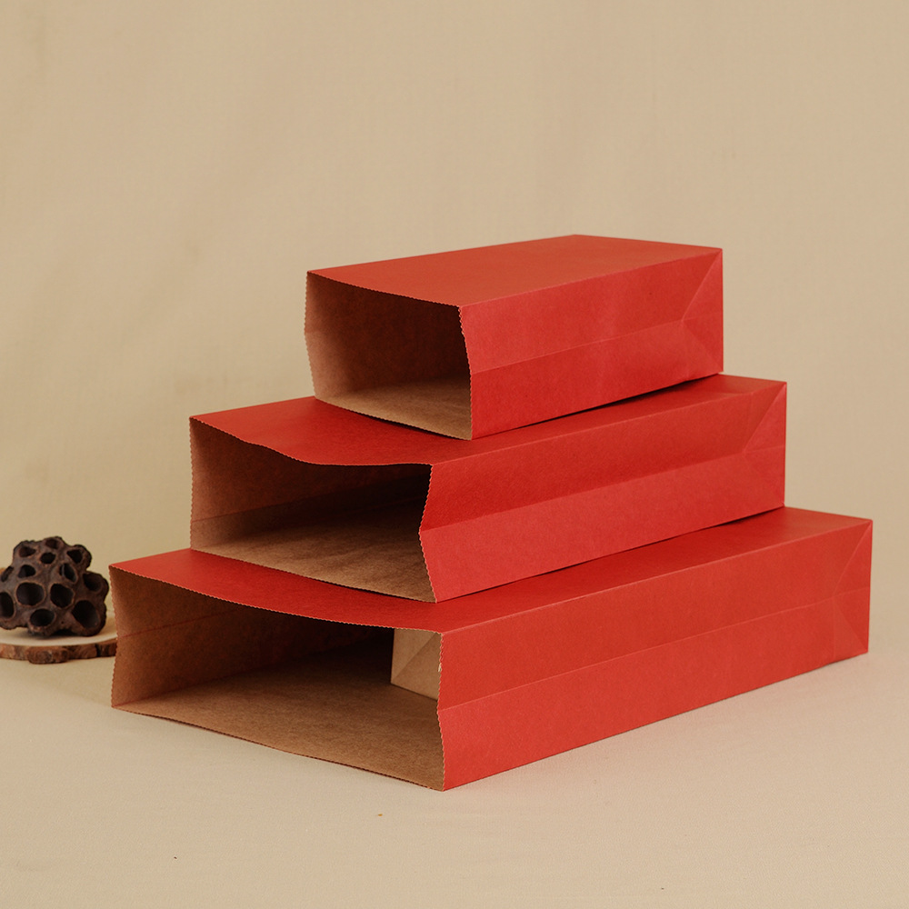 Bolsa de regalo de papel Kraft rojo vintage 150g engrosada regalo de mano bolsa de dulces de boda bolsa de regalo de vacaciones