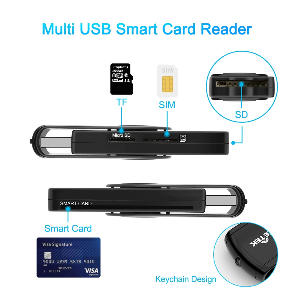 Кросс-борт USB2.0 банковская карта налоговый возврат IC смарт карта SD TF SIM MMC карта многофункциональный считыватель карт