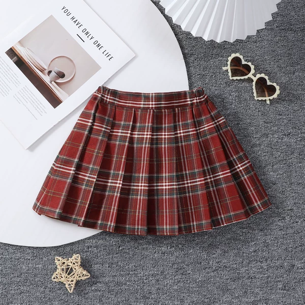 1805 Christmas plaid pleated skirt