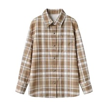 现货2025冬季新款美式休闲怀旧洗水磨毛平绒格纹衬衫女MBE1SHT005