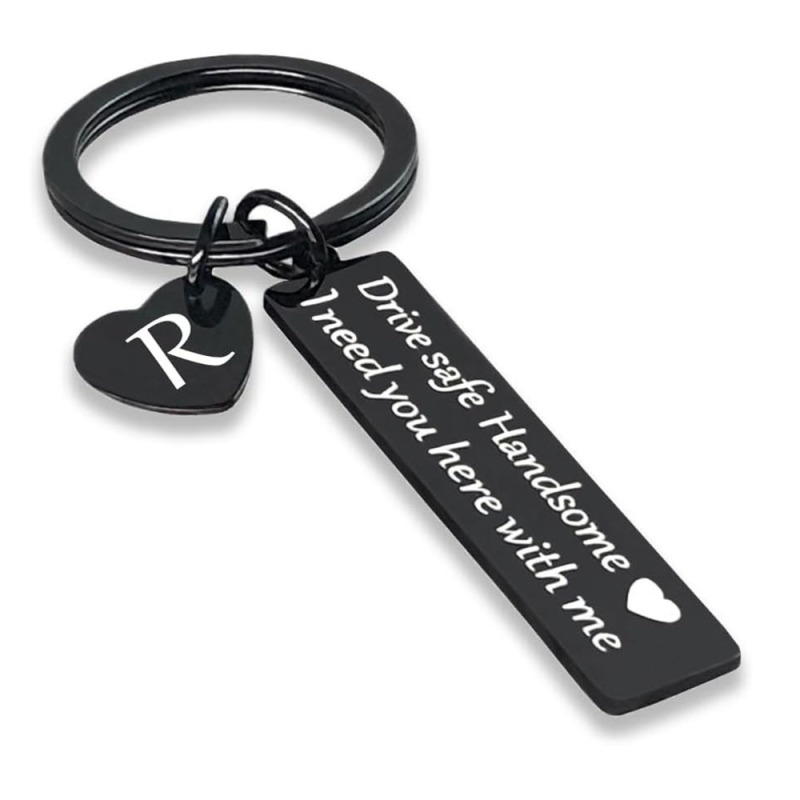 26-Letter Stainless Steel Keychain Drive Safe Handsome I Need You Here with Me