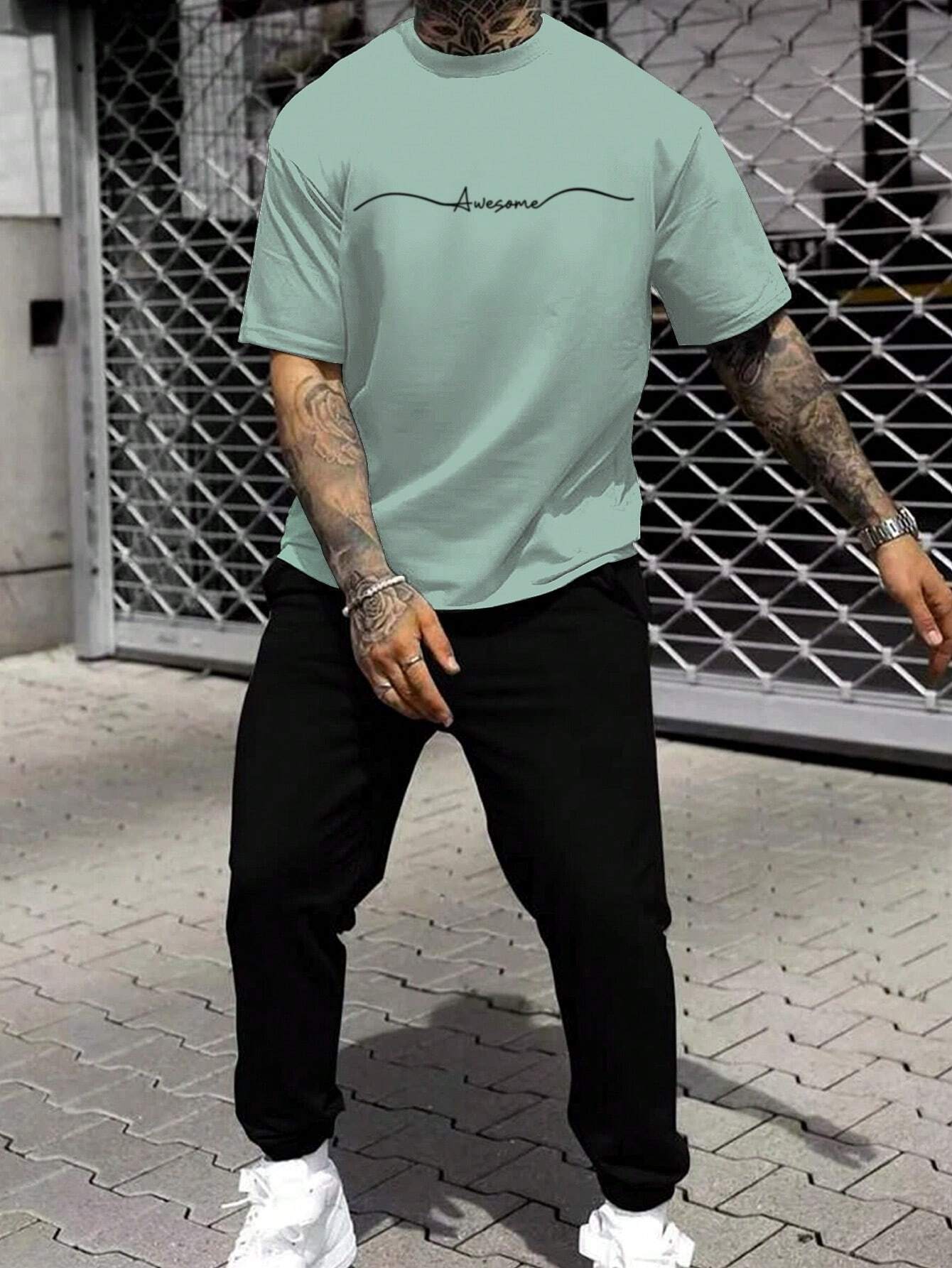 Pantalones de camiseta de manga corta sueltos de la marca de moda 2024 nuevo traje de dos piezas simple y casual ME13 ML4