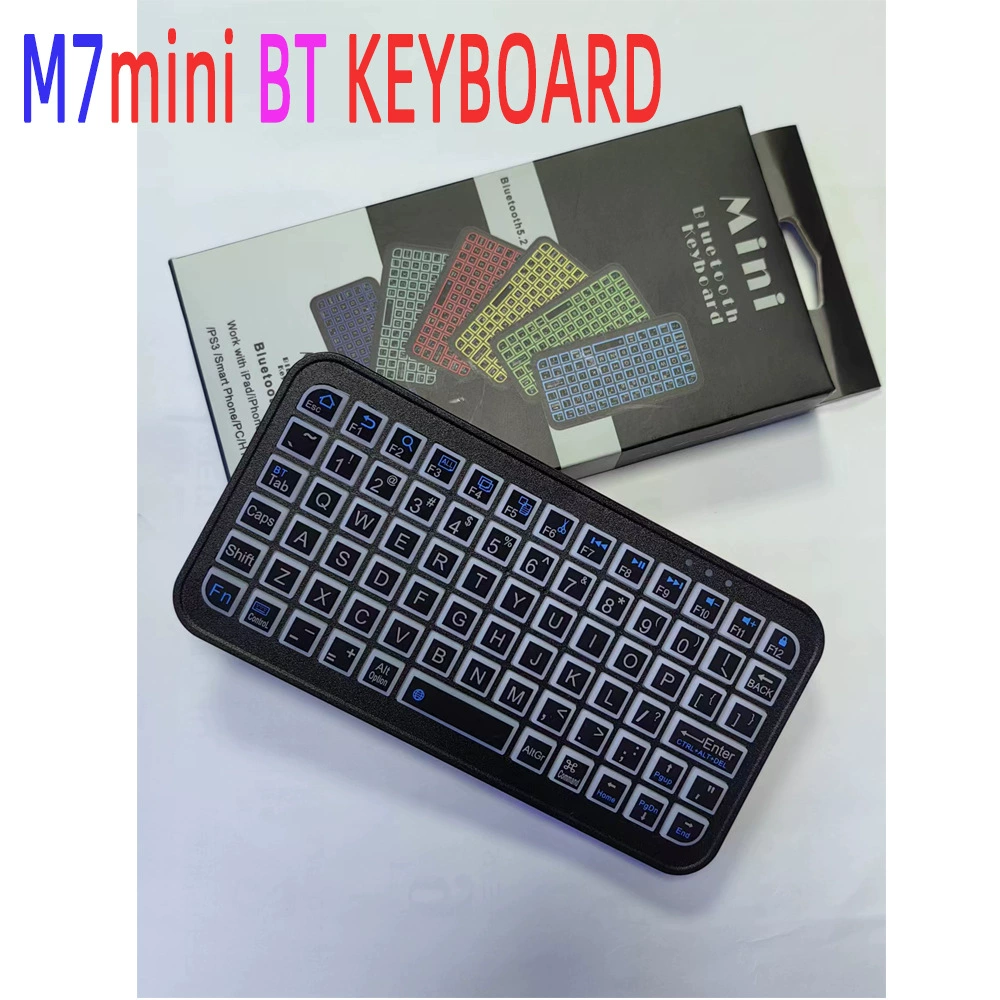 Bluetooth клавиатура с подсветкой, совместима с M7, телефон/компьютер/TV/планшет, 3 системы: Windows/Android/Mac