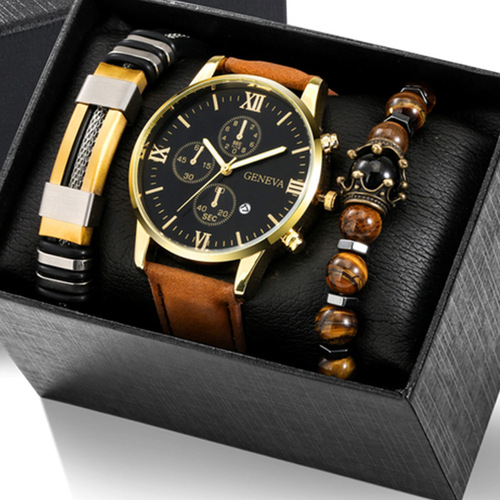 Men's Watch Business Gift Set Holiday Birthday Gift Set Bracelet Necklace Watch Set 3pcs/set