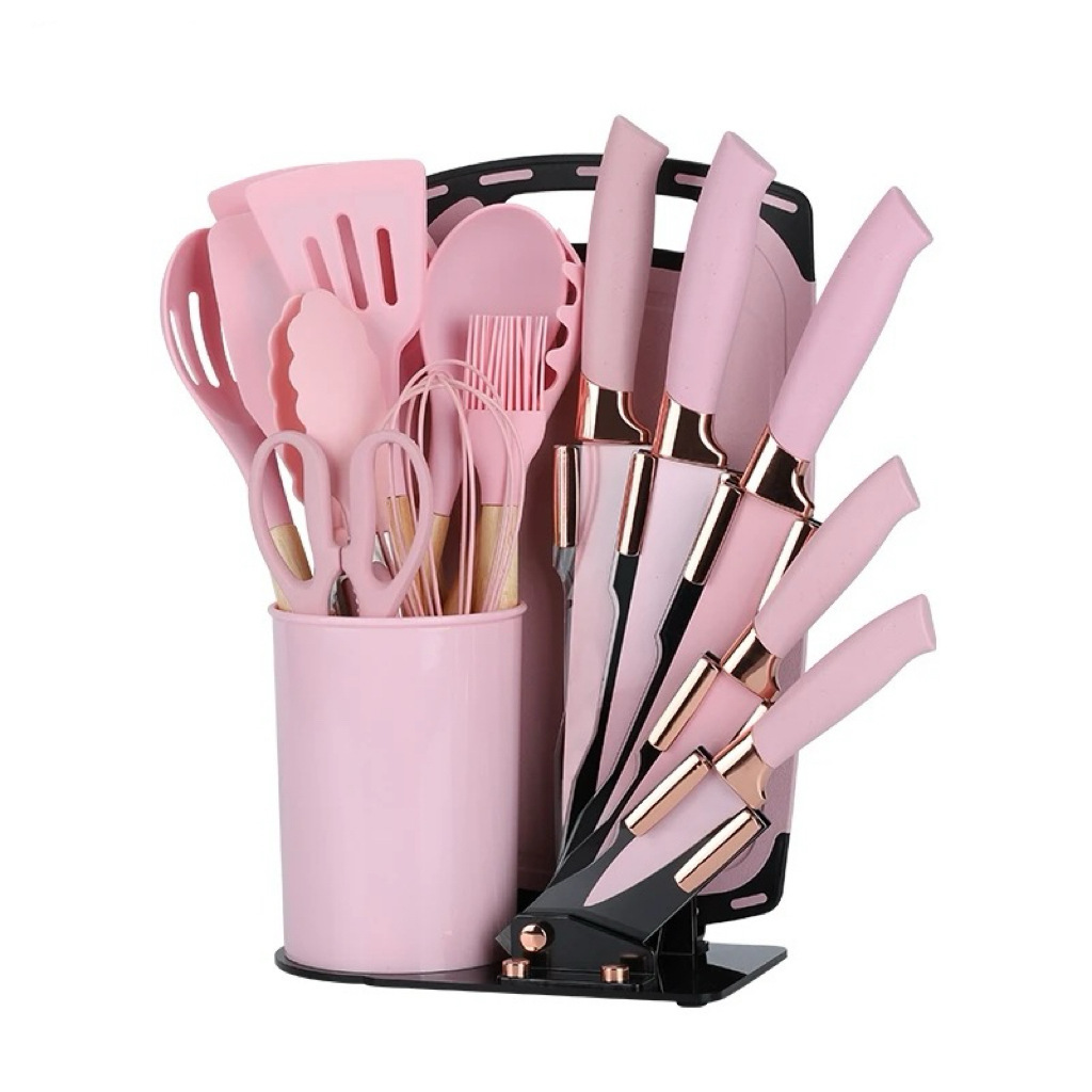 Comercio exterior suministro transfronterizo utensilios de cocina de silicona 20 piezas cuchillo de cocina antiadherente espátula cuchara de sopa traje de herramientas de cocina